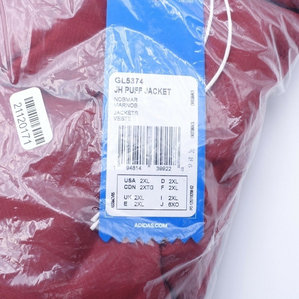 NEW adidas Originals Men's Jonah Hill Puffer Jacket Coat GL5374 Burgundy - Picture 10 of 12